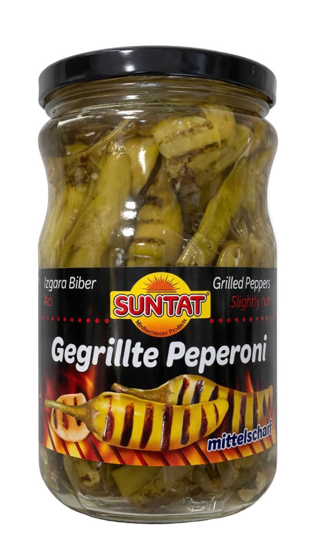 Suntat Gegrillte Peperoni mittelscharf 550g – Izgara Biber Turşusu türkische gegrillte Paprika