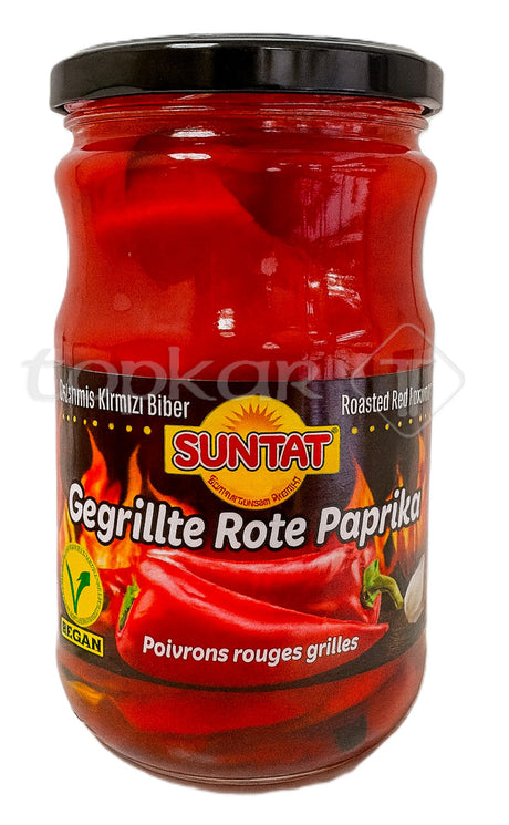 Suntat Gegrillte Rote Paprika im Glas, geröstet und intensiv im Geschmack, vegan zertifiziert