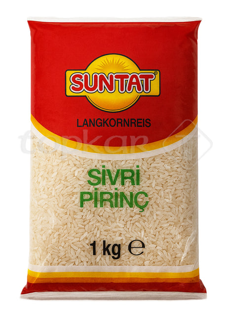 Suntat Langkornreis 1 kg Packung mit hochwertigem, weißem Langkornreis für vielseitige Gerichte