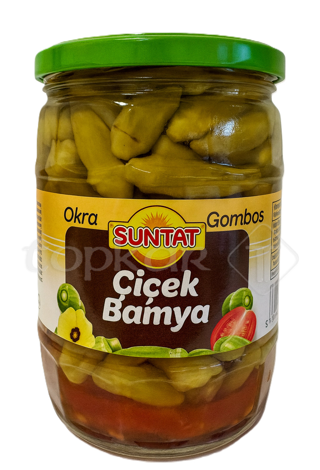 Suntat Okra Gombos eingelegte okraschoten in salzlake im glas mit grünem deckel