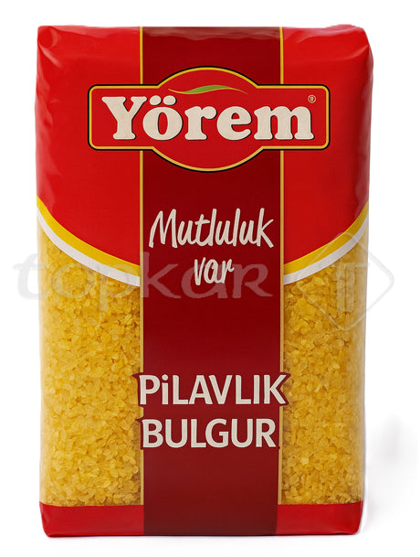 Yörem Weizengrütze grob in Verpackung, gelbe grobe Grütze zur Zubereitung von Pilav und Bulgur-Gerichten