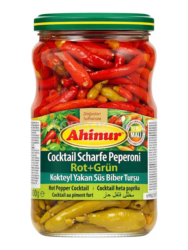 Ahinur Cocktail Scharfe Peperoni Rot und Grün eingelegt