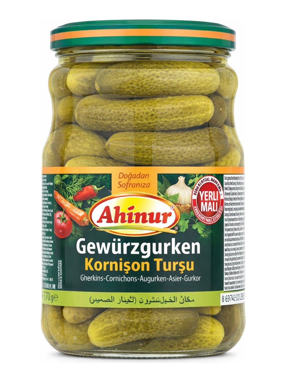 Ahinur Gewürzgurken eingelegt 650g – Kornişon Turşu eingelegte Cornichons