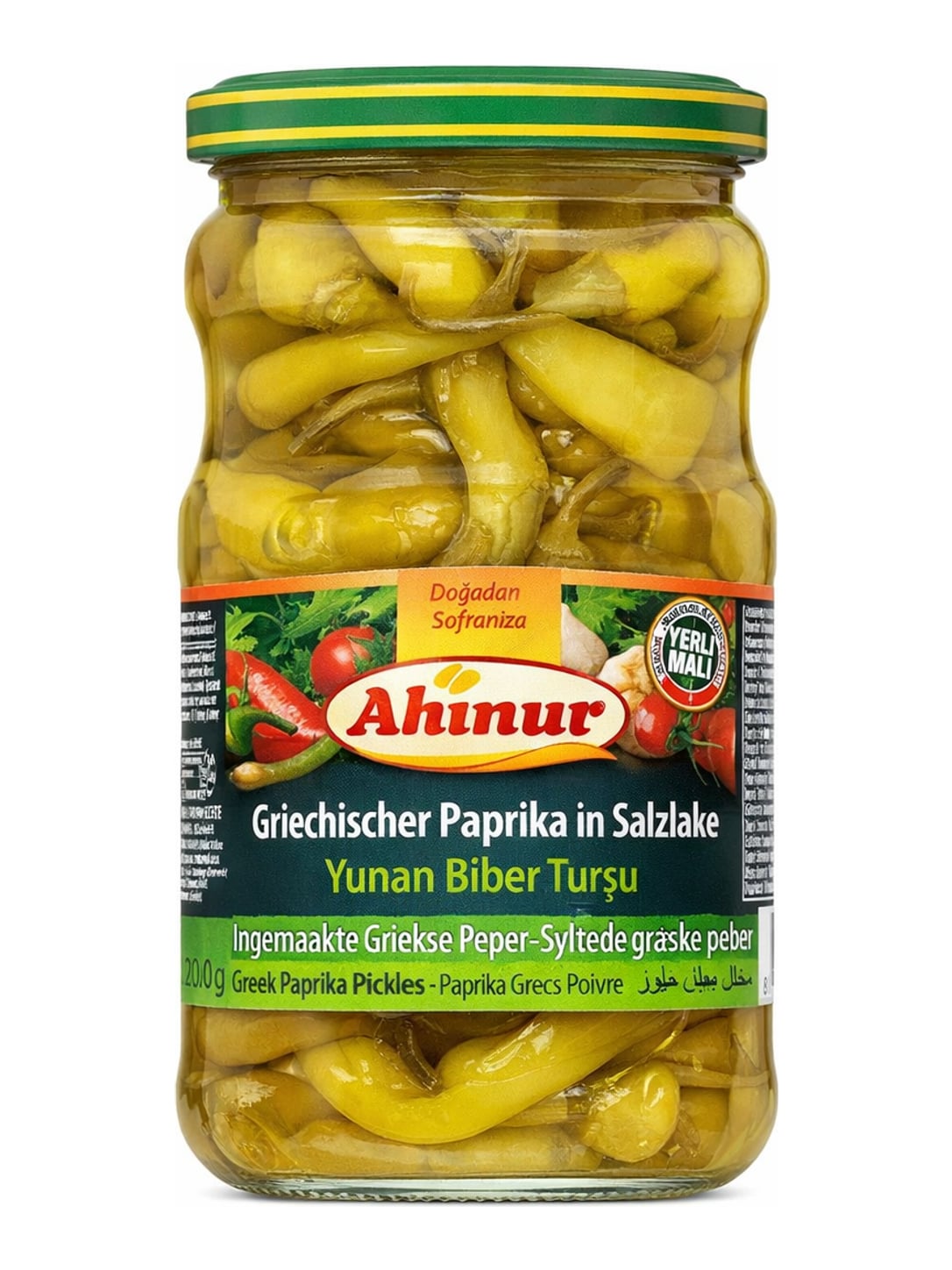 Ahinur Griechischer Paprika in Salzlake 600g – Yunan Biber Turşusu eingelegte Peperoni