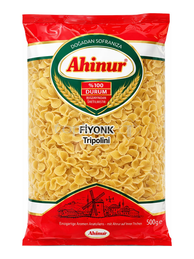 Ahinur Schleifennudeln 500g – Fiyonk Tripolini Farfalle Hartweizengrieß