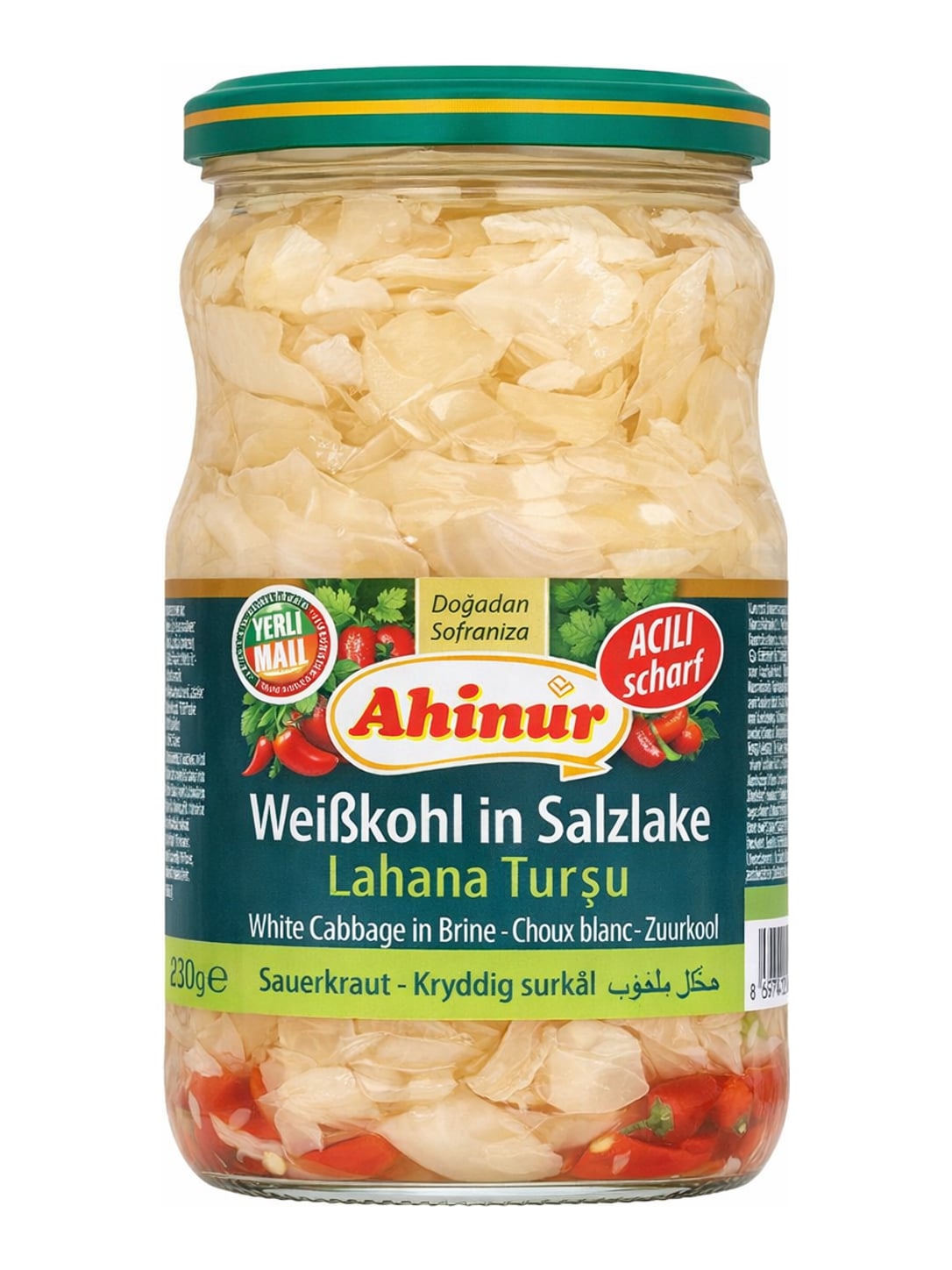 Ahinur Weißkohl in Salzlake scharf 680g – Lahana Turşu Acılı türkisches Turşu