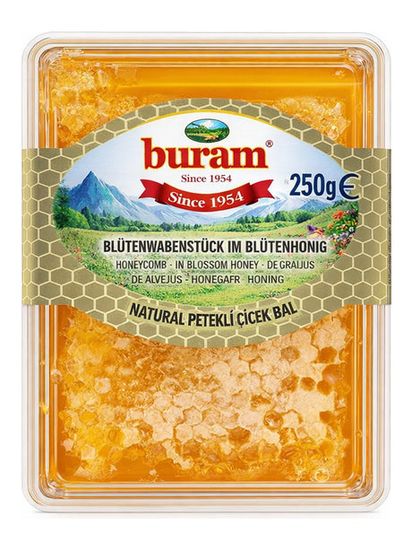 Buram Blütenwabenstück im Blütenhonig 250g – Petekli Çiçek Bal türkischer Wabenhonig