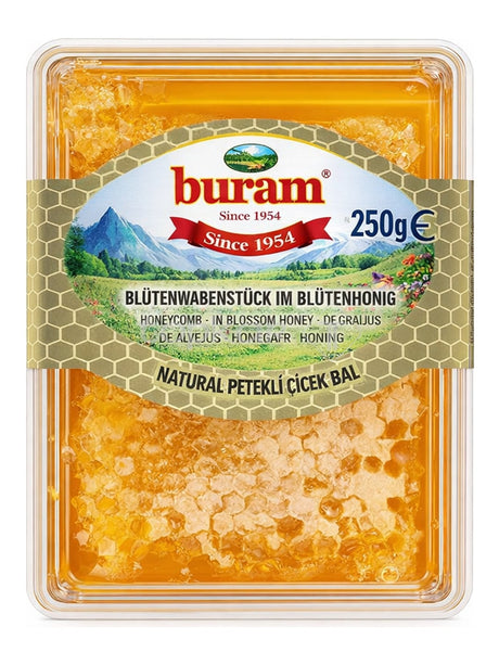 Buram Blütenwabenstück im Blütenhonig