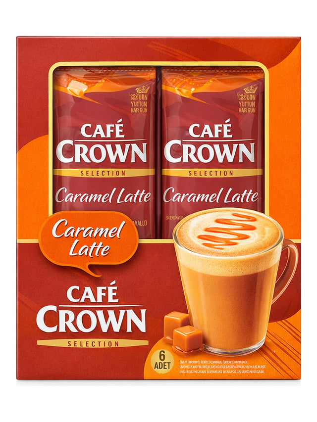Café Crown Selection Caramel Latte 129g (6x21,5g) – Instant Karamel Latte Kahvesi
