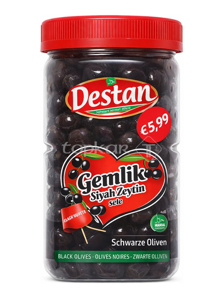 Destan Gemlik Schwarze Oliven mit Stein