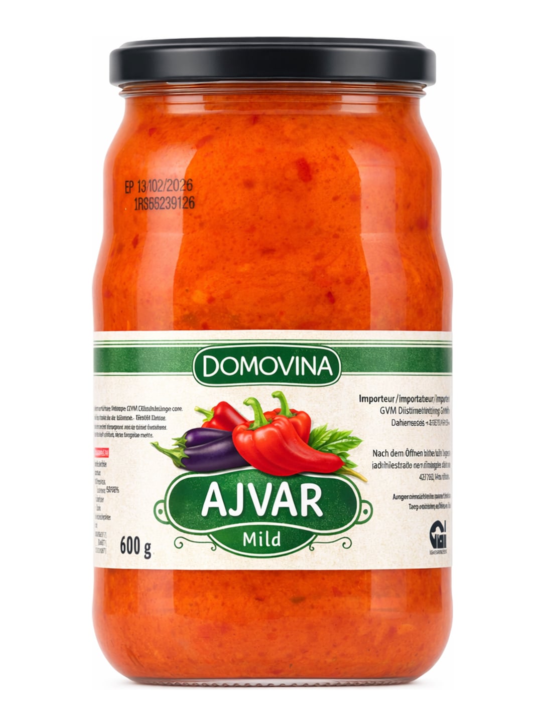 Domovina Ajvar Mild 680g – Paprikamus Balkanski Ajvar traditionell