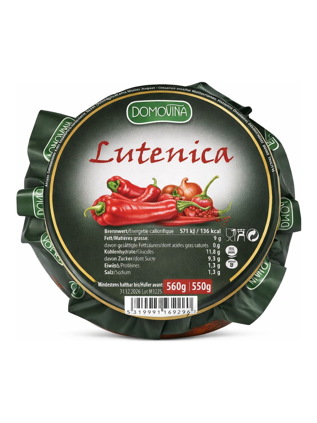 Domovina Lutenica 550g – Ljutenica Balkan Gemüseaufstrich Paprika-Zubereitung