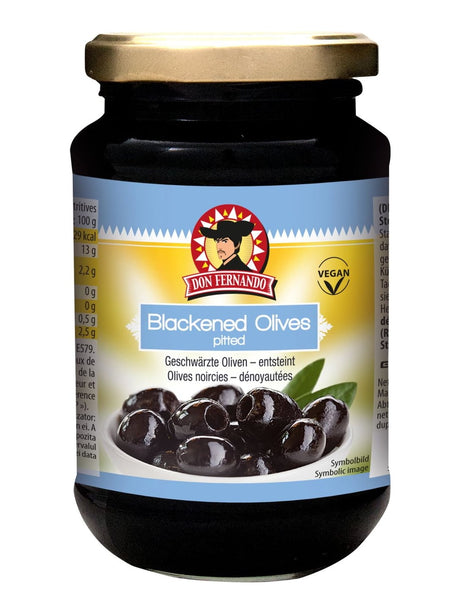 Don Fernando Geschwärzte Oliven entsteint 350g – schwarze Oliven ohne Kern aus Spanien