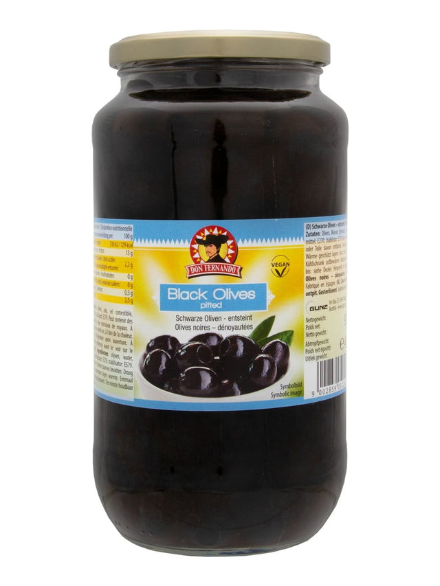 Don Fernando Geschwärzte Oliven entsteint 920g – Siyah Zeytin schwarze Oliven ohne Kern