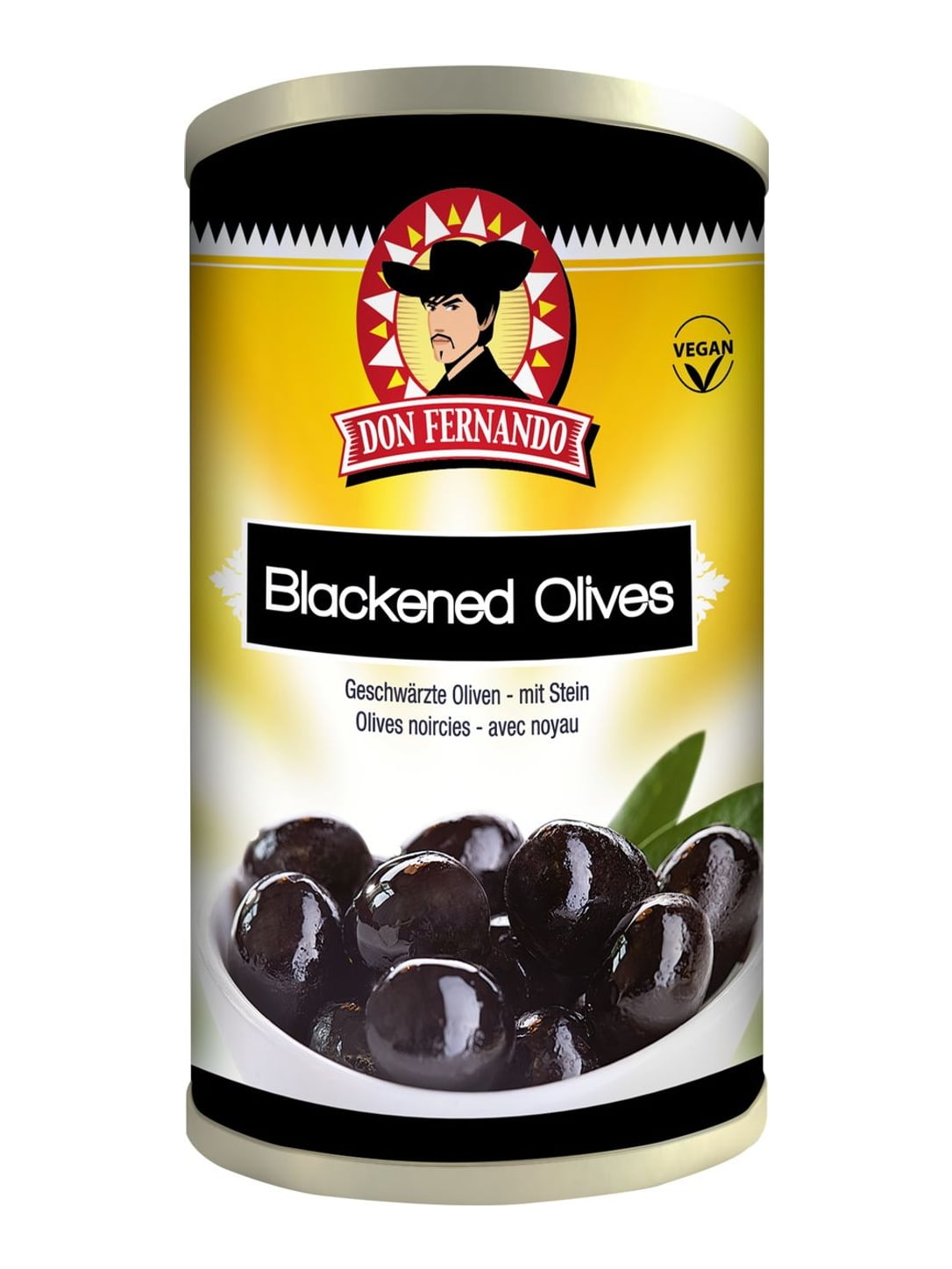 Don Fernando Geschwärzte Oliven mit Stein 350g – spanische schwarze Oliven