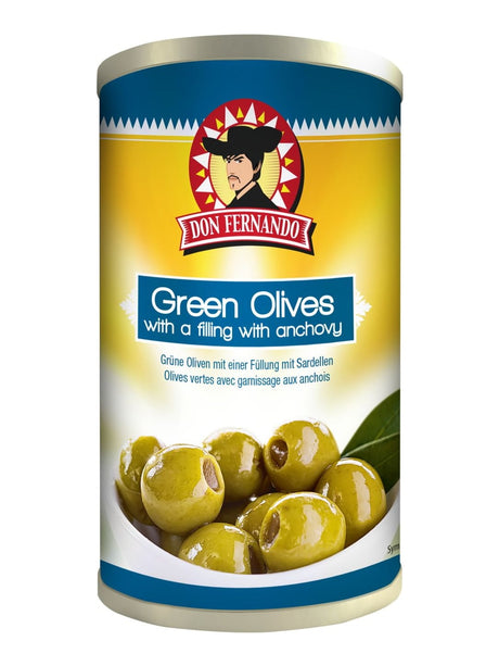 Don Fernando Grüne Oliven mit Sardellencreme 350g – spanische gefüllte Oliven