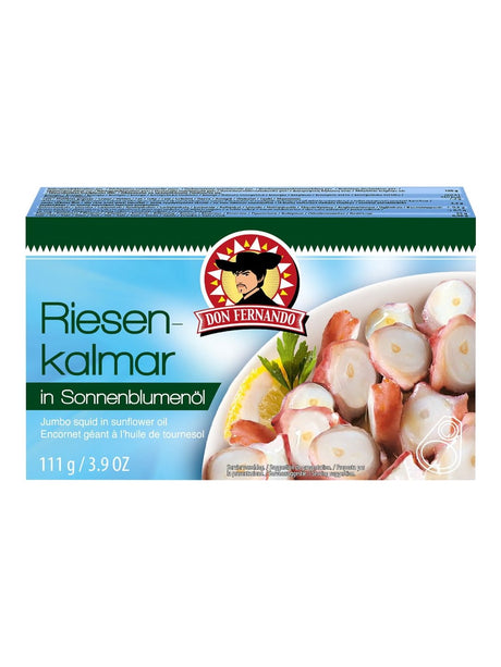 Don Fernando Riesenkalmar in Sonnenblumenöl 111g – Calamar Gigante Fischkonserve