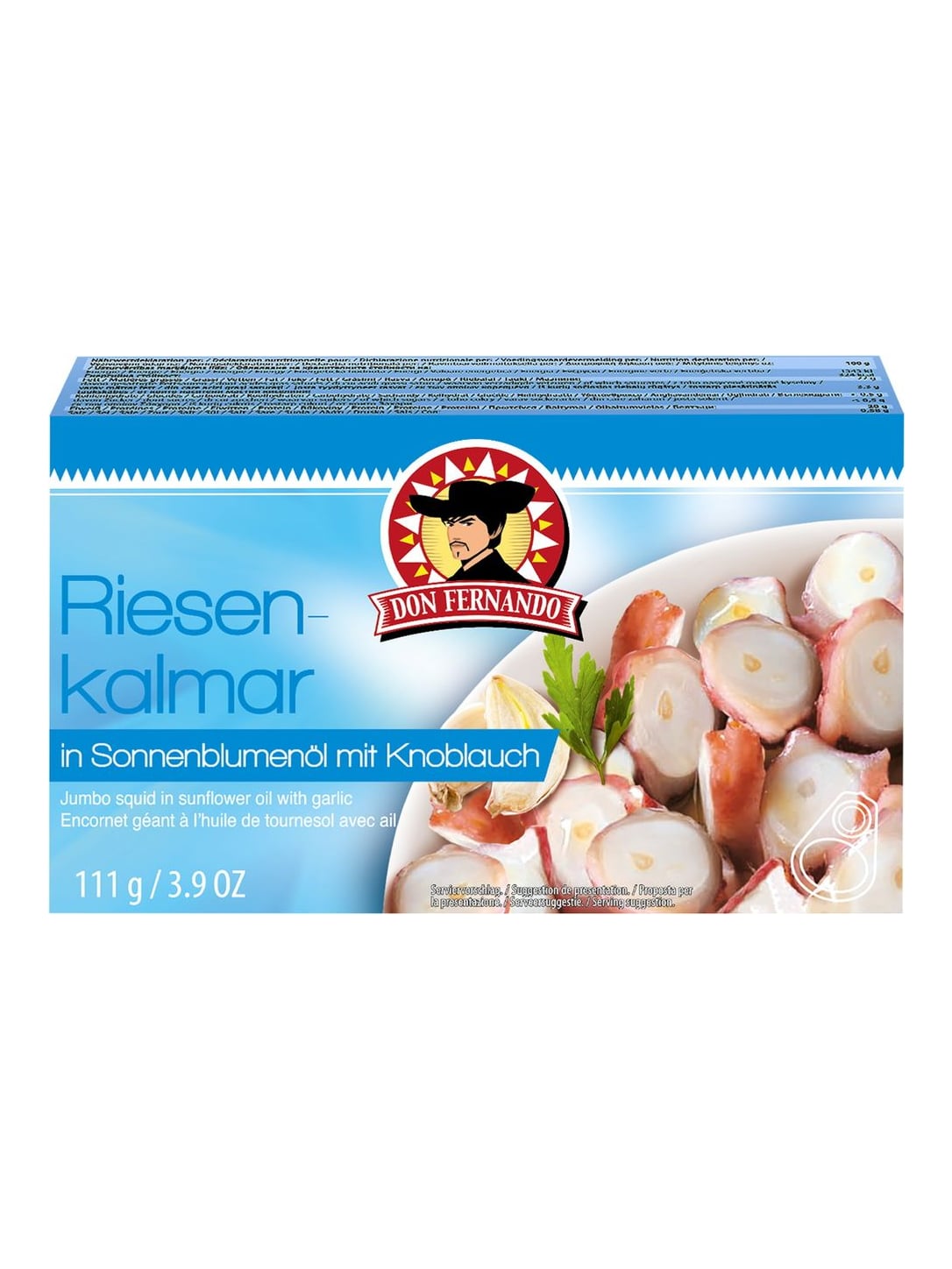 Don Fernando Riesenkalmar 111g – Calamares in Sonnenblumenöl mit Knoblauch