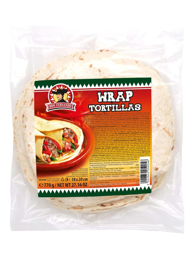 Don Fernando Weizen Tortilla Wraps 770g – Weizenmehl Tortillas 18x20cm für Fajitas