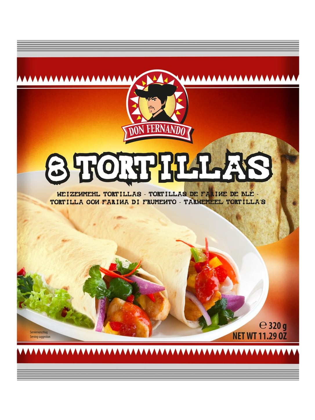 Don Fernando Weizenmehl Tortillas 320g – weiche Weizenfladen für Wraps und Burritos