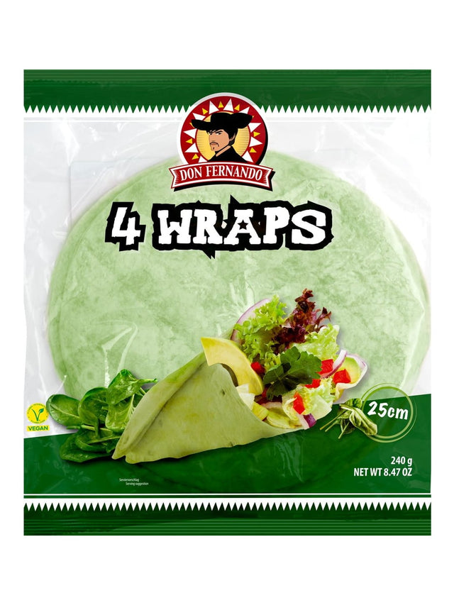 Don Fernando Wraps Spinat Tortillas 240g – grüne Weizen-Wraps 25 cm