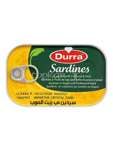 Durra Sardinen 125g – Sardin in Sojaöl mit Gräten und Haut Fischkonserve