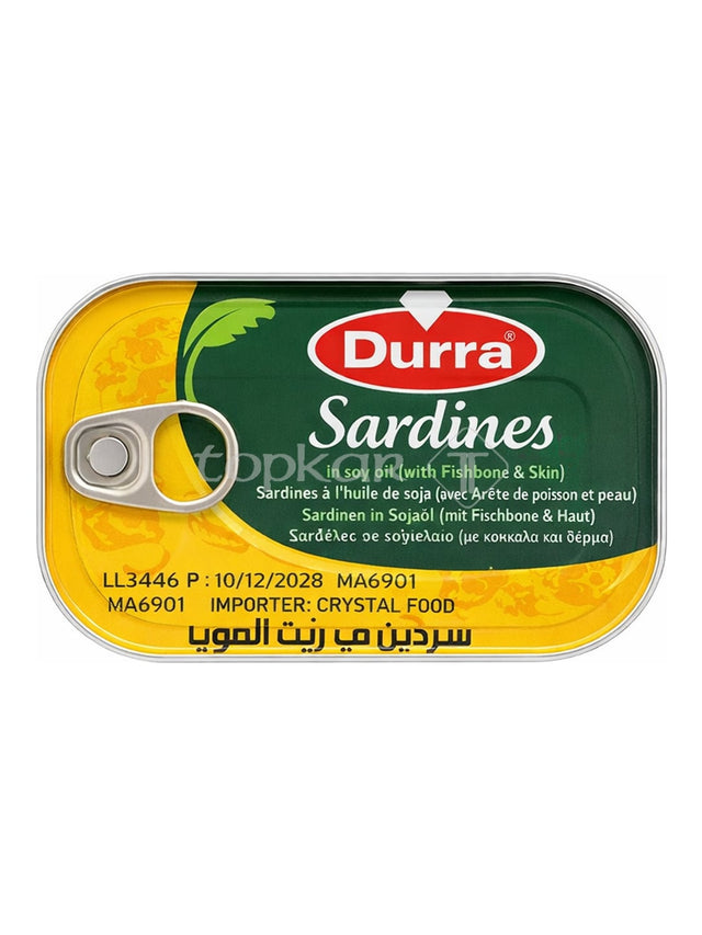 Durra Sardinen 125g – Sardin in Sojaöl mit Gräten und Haut Fischkonserve