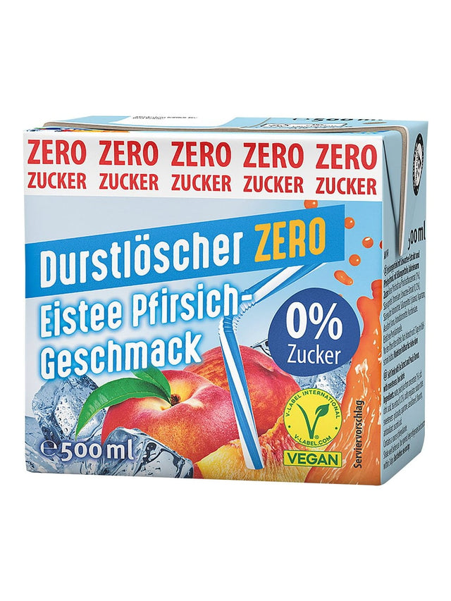 Durstlöscher Eistee Pfirsich Zero 500ml – zuckerfreier Pfirsich-Eistee