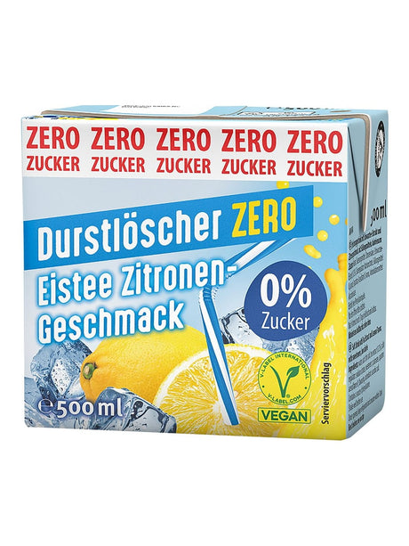 Durstlöscher Eistee Zitrone Zero 500ml – zuckerfreier Eistee mit Zitronengeschmack