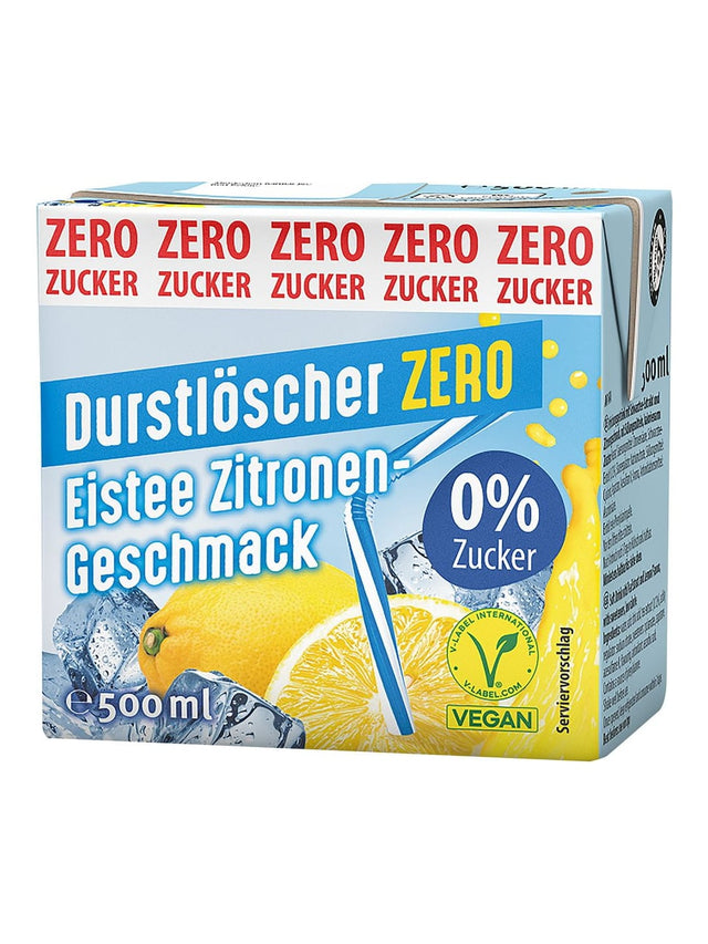 Durstlöscher Eistee Zitrone Zero 500ml – zuckerfreier Eistee mit Zitronengeschmack
