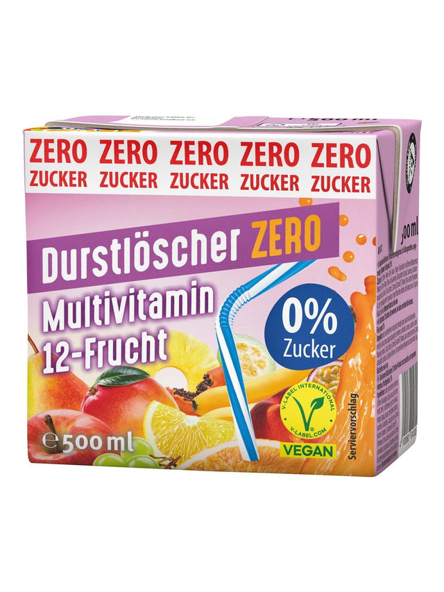 Durstlöscher Multivitamin 12-Frucht Zero 500 ml – kalorienarmes Multivitamin-Erfrischungsgetränk