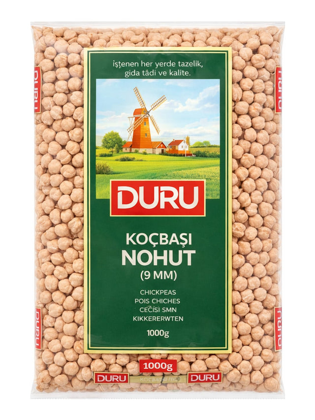 DURU Kichererbsen groß 9 mm 1000g – Koçbaşı Nohut Hülsenfrüchte aus der Türkei