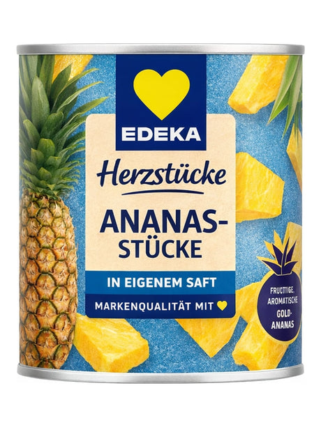 EDEKA Herzstücke Ananas-Stücke in eigenem Saft 432g – Obstkonserve Ananas in Ananassaft