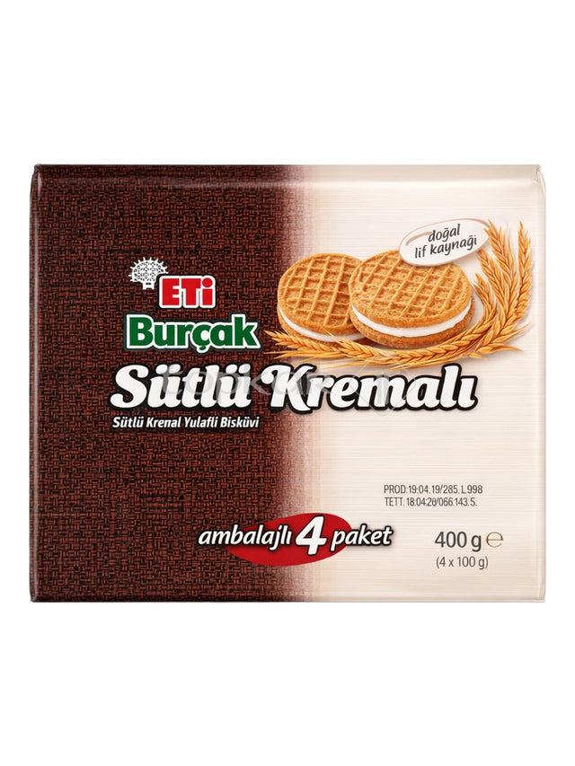 Eti Burçak Haferkekse mit Milchcreme 400g – Sütlü Kremalı Yulaflı Bisküvi türkische Haferkekse