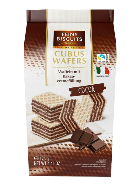 Feiny Biscuits Cubus Waffeln Kakao 125g – knusprige Kakaowaffeln mit Cremefüllung