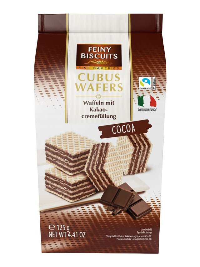 Feiny Biscuits Cubus Waffeln Kakao 125g – knusprige Kakaowaffeln mit Cremefüllung