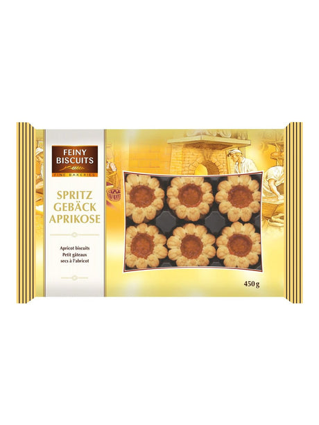 Feiny Biscuits Spritzgebäck Aprikose 450g – gefülltes Mürbegebäck mit Aprikose