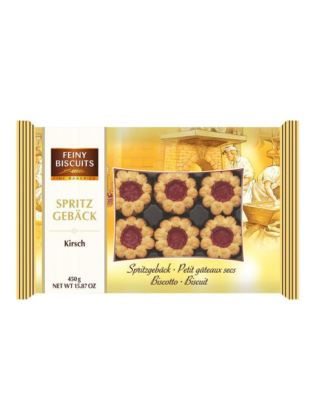 Feiny Biscuits Spritzgebäck Kirsch 450g – Mürbegebäck mit Kirschfüllung