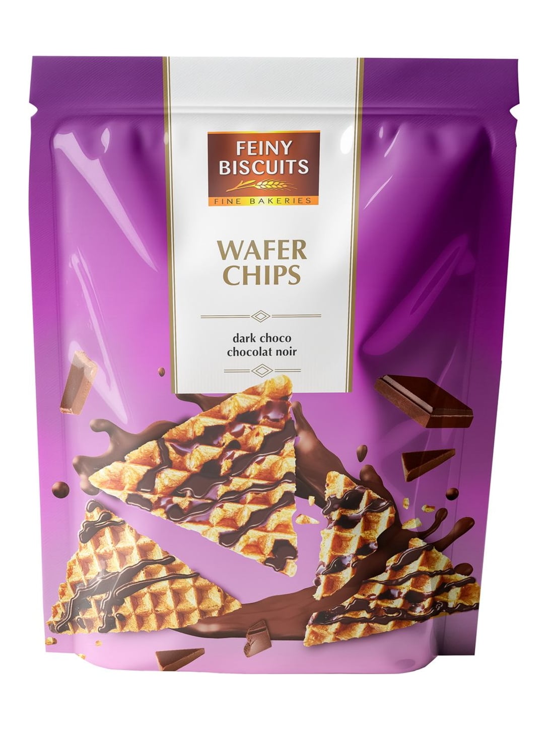 Feiny Biscuits Waffelchips mit Kakaoglasur 70g – knusprige Wafer Chips