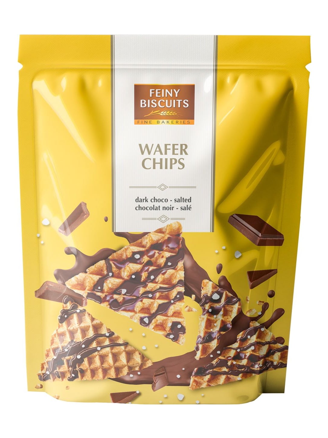 Feiny Biscuits Waffelchips mit Kakaoglasur 70g – Wafer Chips gesalzen