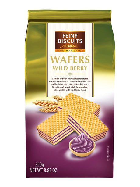 Feiny Biscuits Waffeln mit Waldbeerencreme 250g – gefüllte Waffeln Waldbeeren