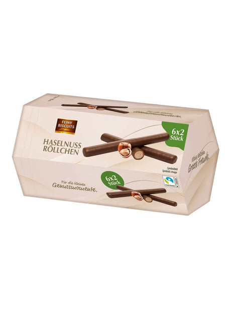 Feiny Biscuits Waffelröllchen Haselnuss 150g – knusprige Haselnuss-Waffelröllchen