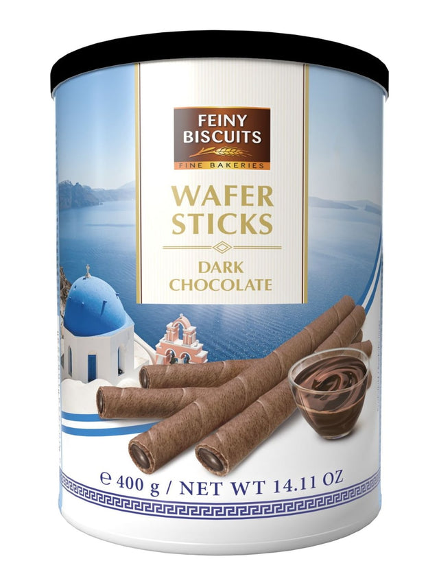 Feiny Biscuits Waffelröllchen mit Zartbitterschokoladencreme 400g – knusprige gefüllte Waffelhörnchen