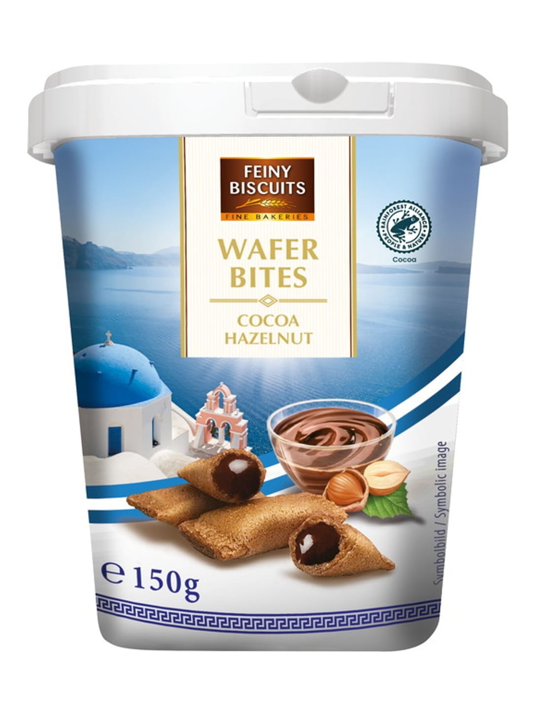 Feiny Biscuits Wafer Bites Schokolade-Haselnuss 150g – knusprige Waffelröllchen