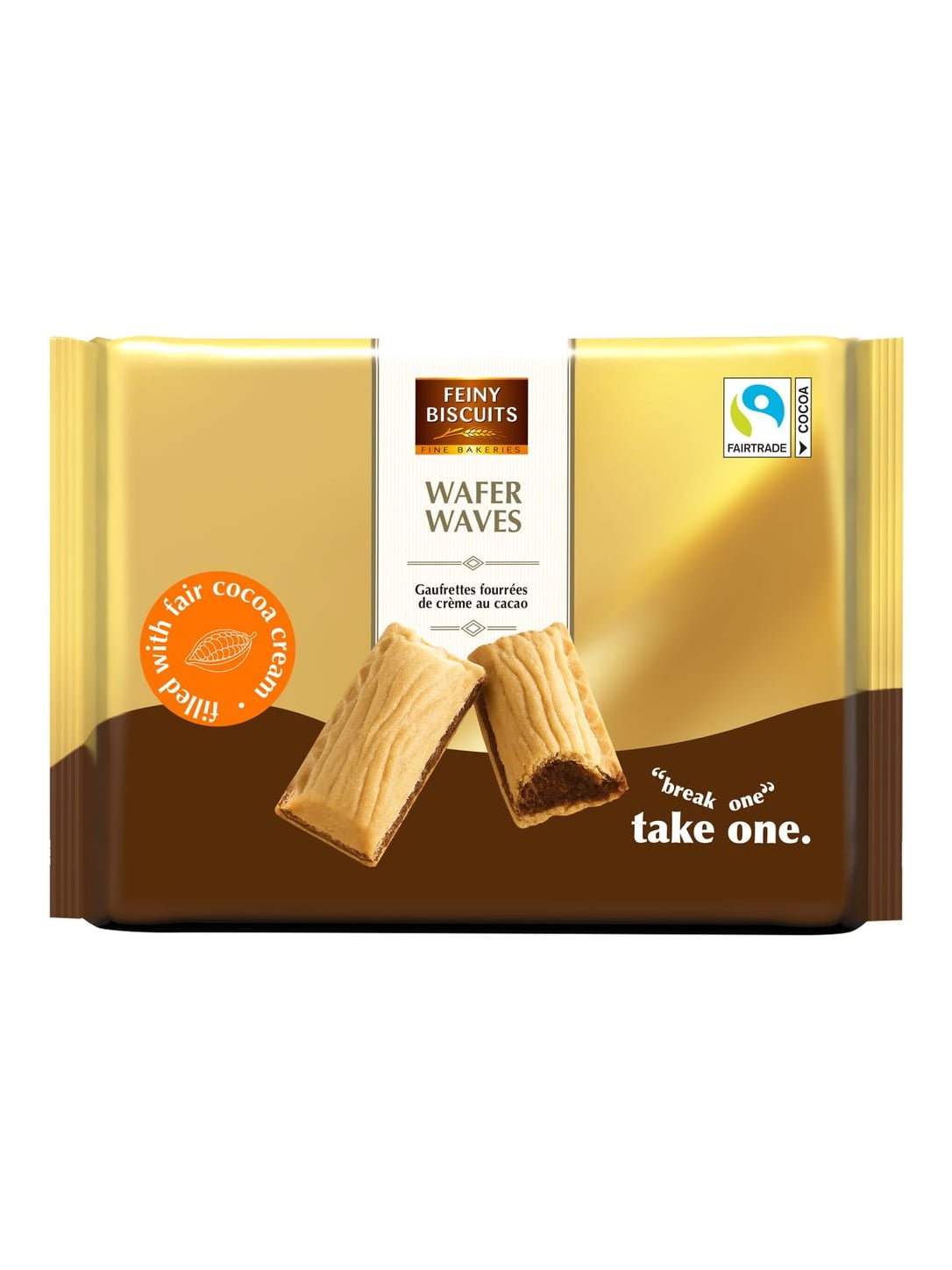 Feiny Biscuits Waffelwellen 300g – knusprige Kakaowaffeln mit Schokoladennote