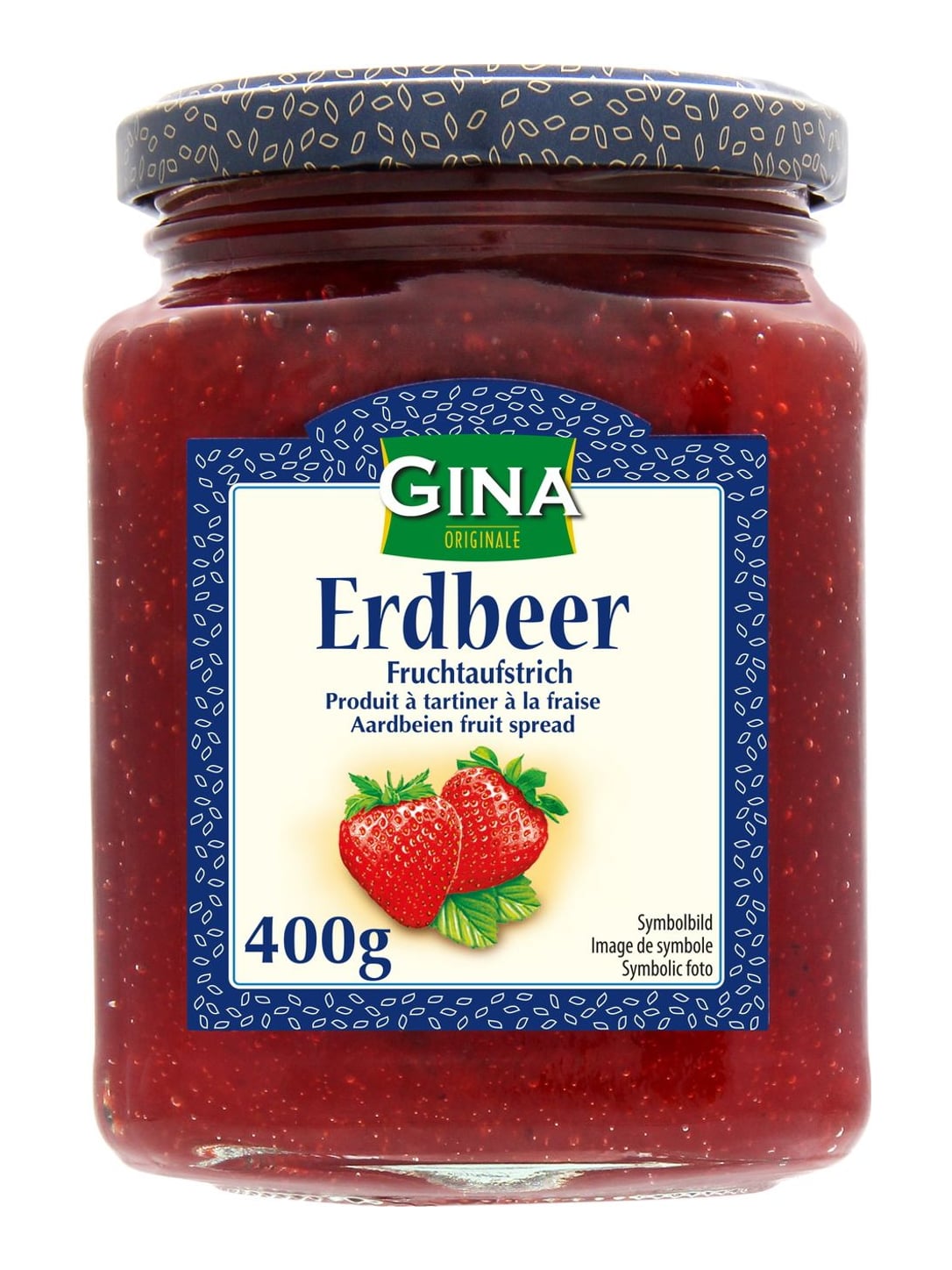 Gina Fruchtaufstrich Erdbeer 400g – Erdbeeraufstrich fruchtiger Brotaufstrich