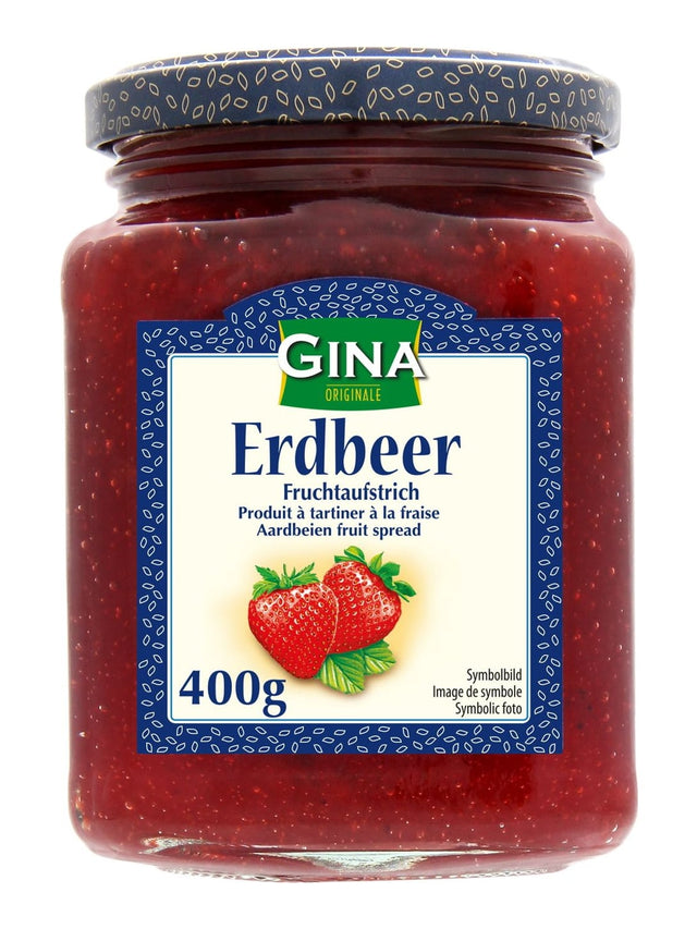 Gina Fruchtaufstrich Erdbeer 400g – Erdbeeraufstrich fruchtiger Brotaufstrich