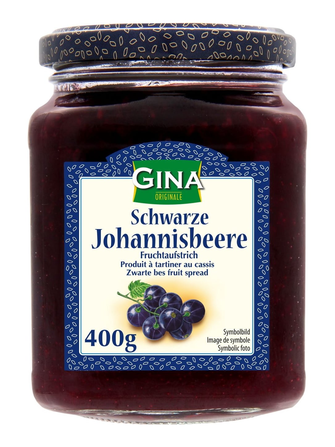 Gina Fruchtaufstrich Schwarze Johannisbeere 400g – herb-süßer Johannisbeer-Aufstrich