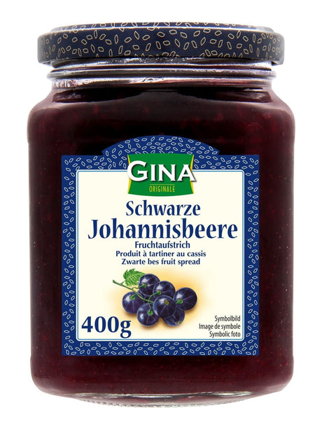 Gina Fruchtaufstrich Schwarze Johannisbeere 400g – herb-süßer Johannisbeer-Aufstrich