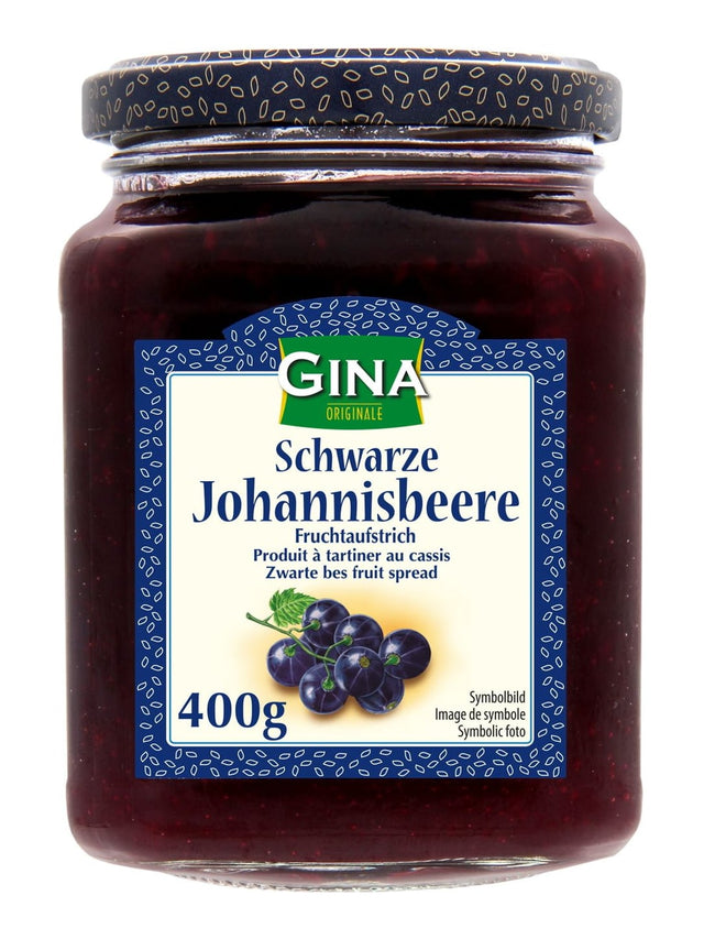 Gina Fruchtaufstrich Schwarze Johannisbeere 400g – herb-süßer Johannisbeer-Aufstrich